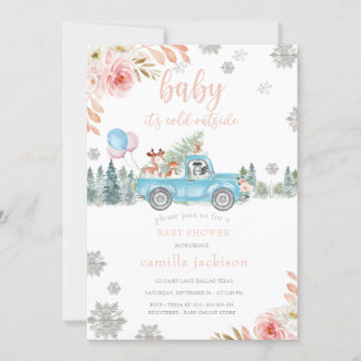 Winter Woodland Forest Animal Baby Dusche Einladun Einladung
