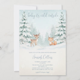 Winter Woodland Forest Animal Baby Shower Einladung