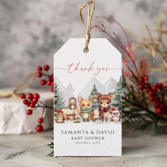 Winter Woodland Forest Animals Kinderdusche Geschenkanhänger (Von Creator hochgeladen)