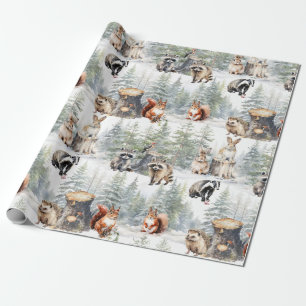 Winter Woodland Forest Baby Animes Geschenkpapier