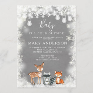 Winter Woodland Forest Baby Dusche Einladung