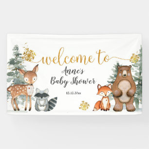 Winter Woodland Forest Baby Dusche Party Banner