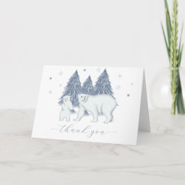 Winter Woodland Forest Polar Bear Baby Shower Dankeskarte
