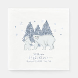 Winter Woodland Forest Polar Bear Baby Shower Serviette