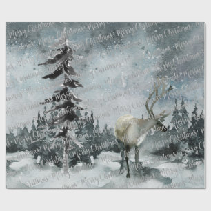 Winter Woodland Forest Stag Deer Frohe Weihnachten Geschenkpapier