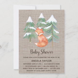 Winter Woodland Fox Kinderdusche Einladung