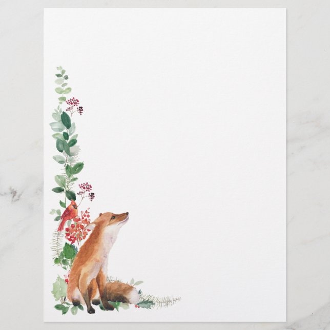 Winter Woodland Fox Weihnachten Neues Jahr Briefbogen (Vorderseite)