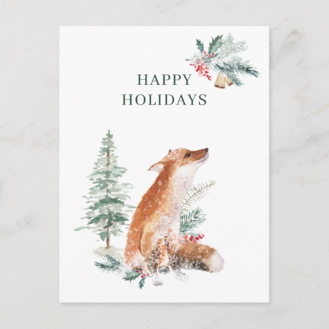 Winter Woodland Fox Weihnachten Neues Jahr Postkarte (Vorderseite)