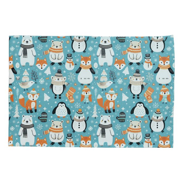 Winter Woodland Friends in Cozy Knits Kissenbezug (Rückseite)