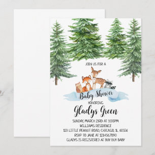 Winter Woodland Kinderdusche Einladung