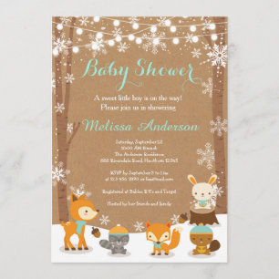 Winter Woodland Kinderdusche Einladung