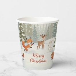 Winter Woodland Merry Christmas Forest Animals Pappbecher