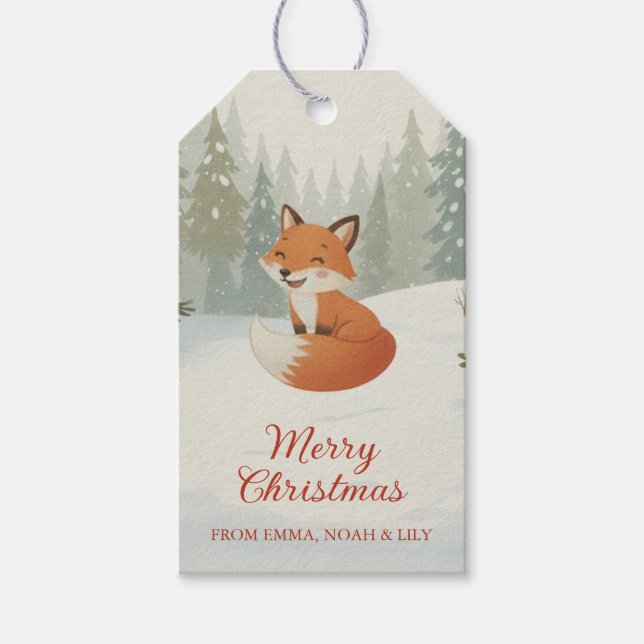 Winter Woodland Merry Christmas Forest Fox Geschenkanhänger (Vorderseite)