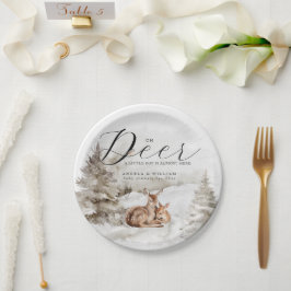 Winter Woodland Oh Deer Theme Baby Boy Dusche Pappteller