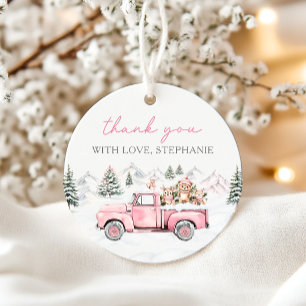 Winter Woodland Pink Gefälligkeitstags Geschenkanhänger