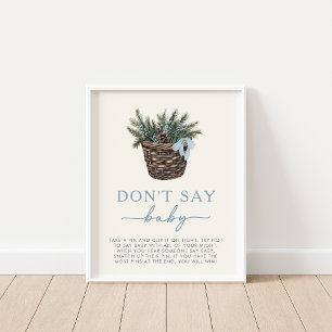 Winter Woodland Say Baby Shower Game Sign Poster