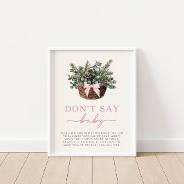 Winter Woodland Say Baby Shower Game Sign Poster