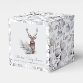 Winter Woodland Stag Moderne Script Baby Dusche Geschenkschachtel