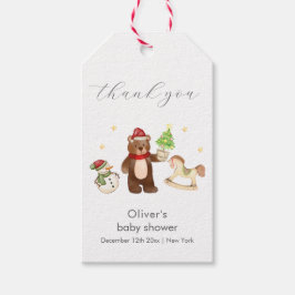 Winter Woodland Teddy Bear Snowman Baby Shower Geschenkanhänger