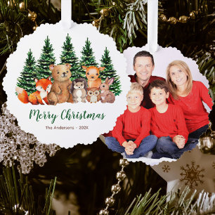 Winter Woodland Tiere Wasserfarbe Frohe Weihnachte Ornament Karte