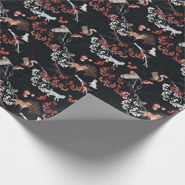 Winter Woodland Tiere Weihnachten Weihnachten Geschenkpapier (Ecke)