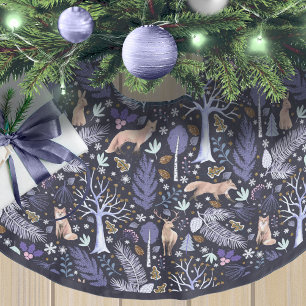 Winter Woodland Violet/Gold ID785 Polyester Weihnachtsbaumdecke