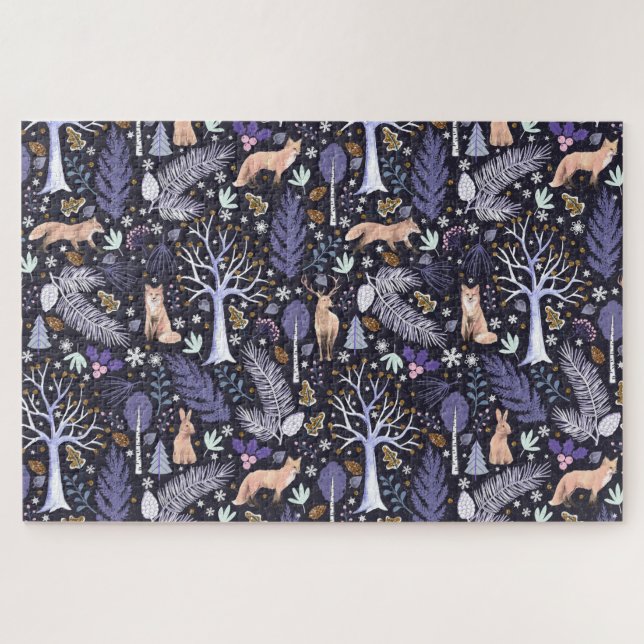 Winter Woodland Violet/Gold ID785 Puzzle (Horizontal)