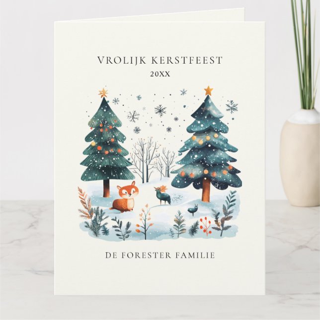 Winter Woodland Vrolijk Kerstfeest Gruß Karte (Vorderseite)