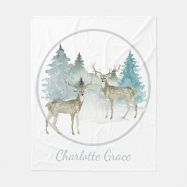 Winter Woodland Wasserfarbe Weihnachten Hirsch Fleecedecke
