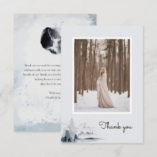 Winter Woodland Watercolor Forest Maternity Foto Dankeskarte