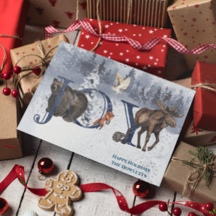 Winter Woodland Wonderland JOY Snow Feiertagskarte