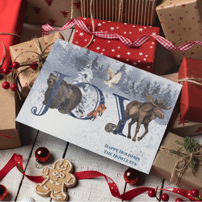 Winter Woodland Wonderland JOY Snow Feiertagskarte (Von Creator hochgeladen)