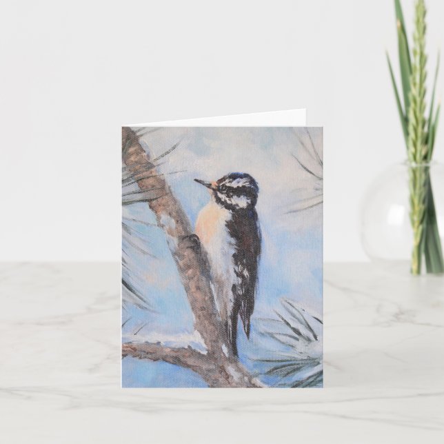 Winter Woodpecker Fine Art Jeder Anlass Karte (Vorderseite)