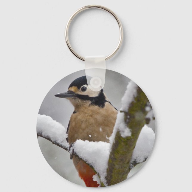 Winter Woodpecker Keyring Schlüsselanhänger (Vorderseite)