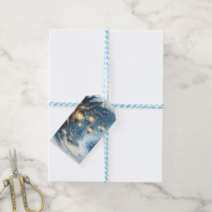 Winter Woods Blue Scene Weihnachten Geschenkanhänger