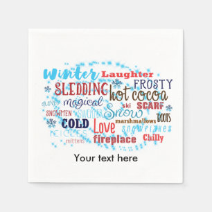 Winter-Wort-Typografie Spaß Feiertags-Party Servie Serviette