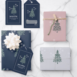 Winter Wrapping Paper Set - Evergreen Trees & Snow Geschenkpapier Set