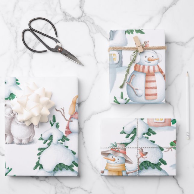 Winter Wrapping Paper Sheets Geschenkpapier Set (Vorderseite)