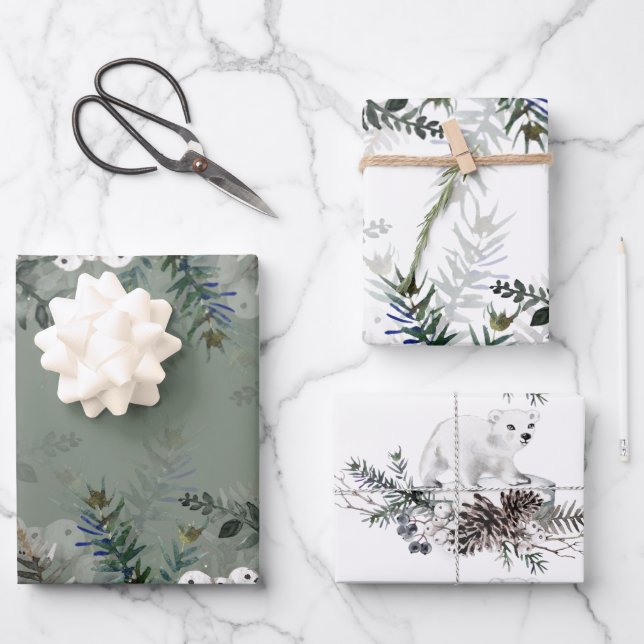 Winter Wrapping Paper Sheets Geschenkpapier Set (Vorderseite)
