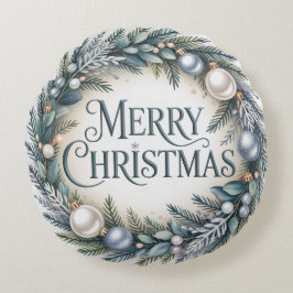Winter Wreath Christmas Rundes Kissen