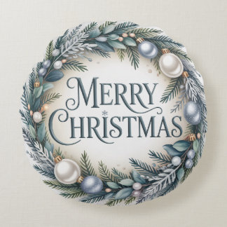 Winter Wreath Christmas Rundes Kissen
