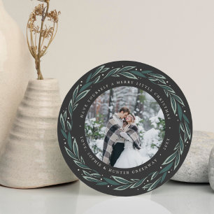 Winter Wreath Holiday Foto Card Feiertagskarte