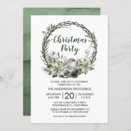 Winter Wreath Poinsettia & Bird Weihnachten Einladung