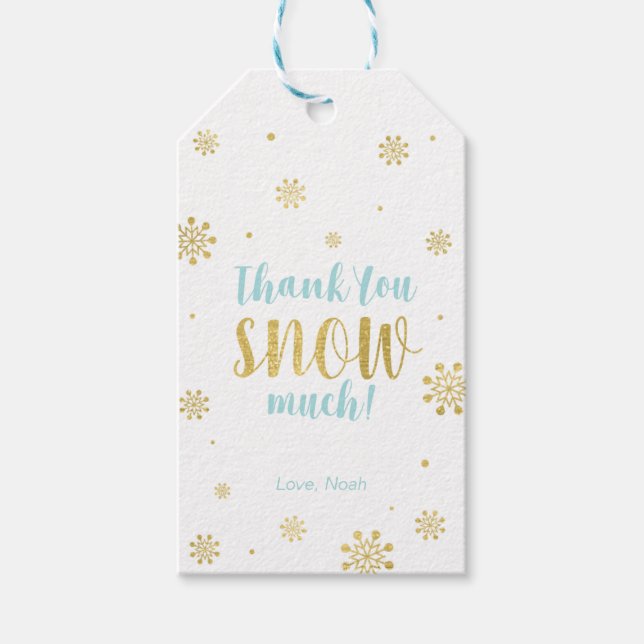 Winter Wunderland Danke Schnee viel Gefallen Tag Geschenkanhänger (Vorderseite)