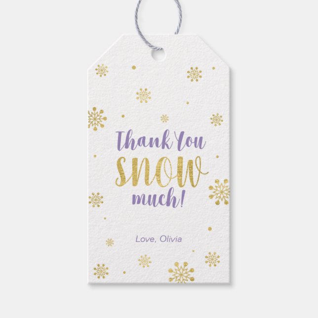 Winter Wunderland Danke Schnee viel Gefallen Tag Geschenkanhänger (Vorderseite)