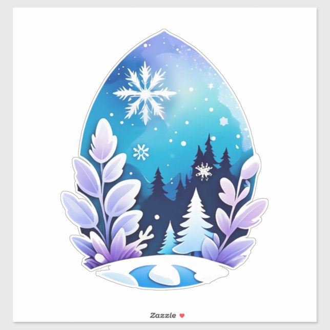 Winter-Wunderland-Ei-förmige Kunst Aufkleber (Blatt)