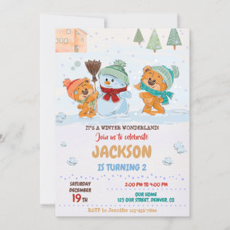 Winter Wunderland Einladung Teddy Bären Geburtstag