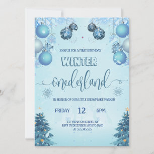 Winter-Wunderland für den ersten Geburtstag eines Einladung