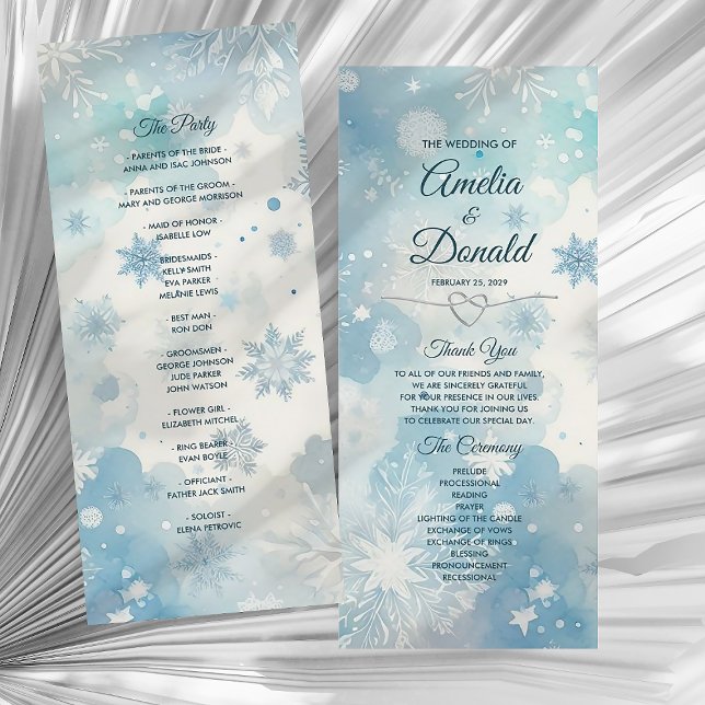 Winter-Wunderland-Hochzeitsprogrammkarte (Von Creator hochgeladen)