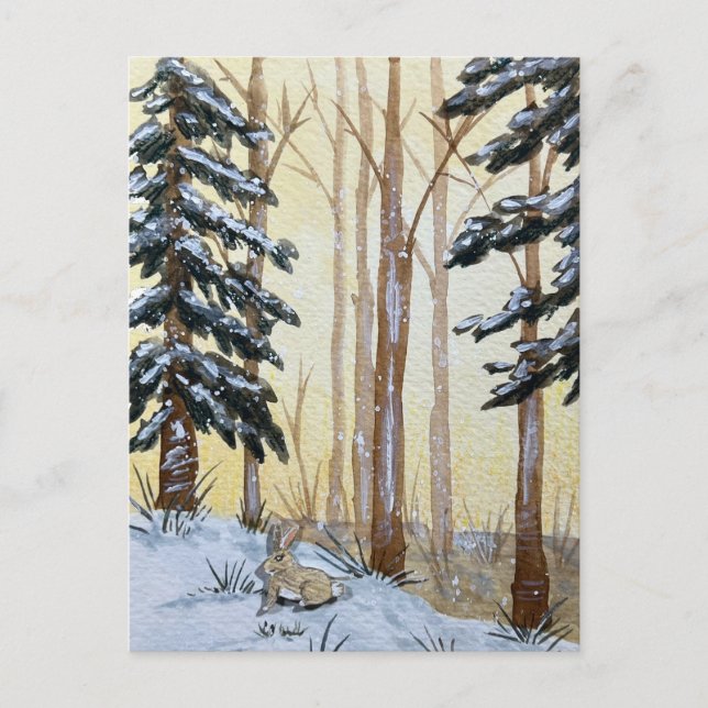 Winter-Wunderland im Wald Feiertagspostkarte (Vorderseite)
